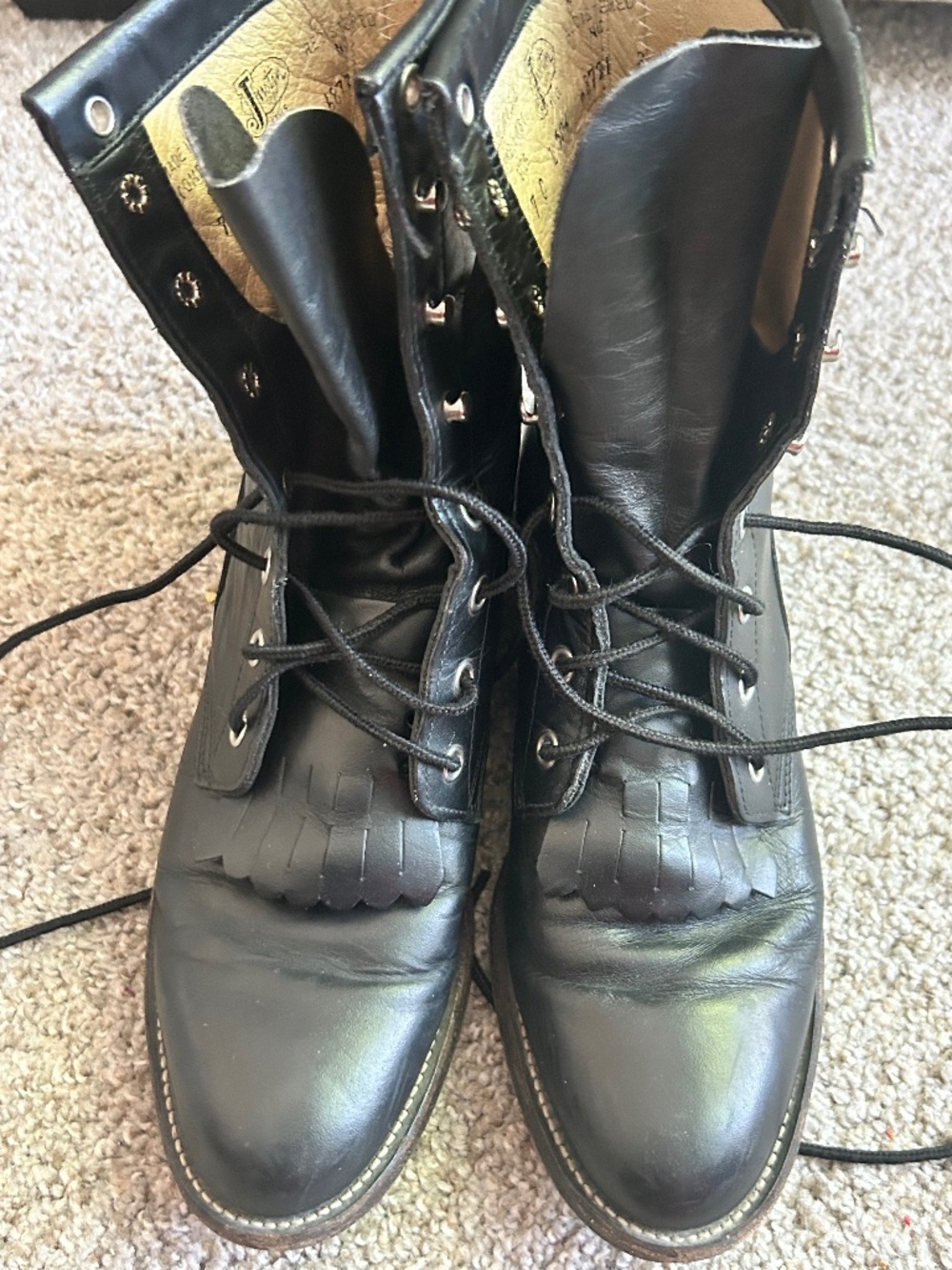 Vintage Justin Black Leather Lace Up Roper Boots Women Size 7 C